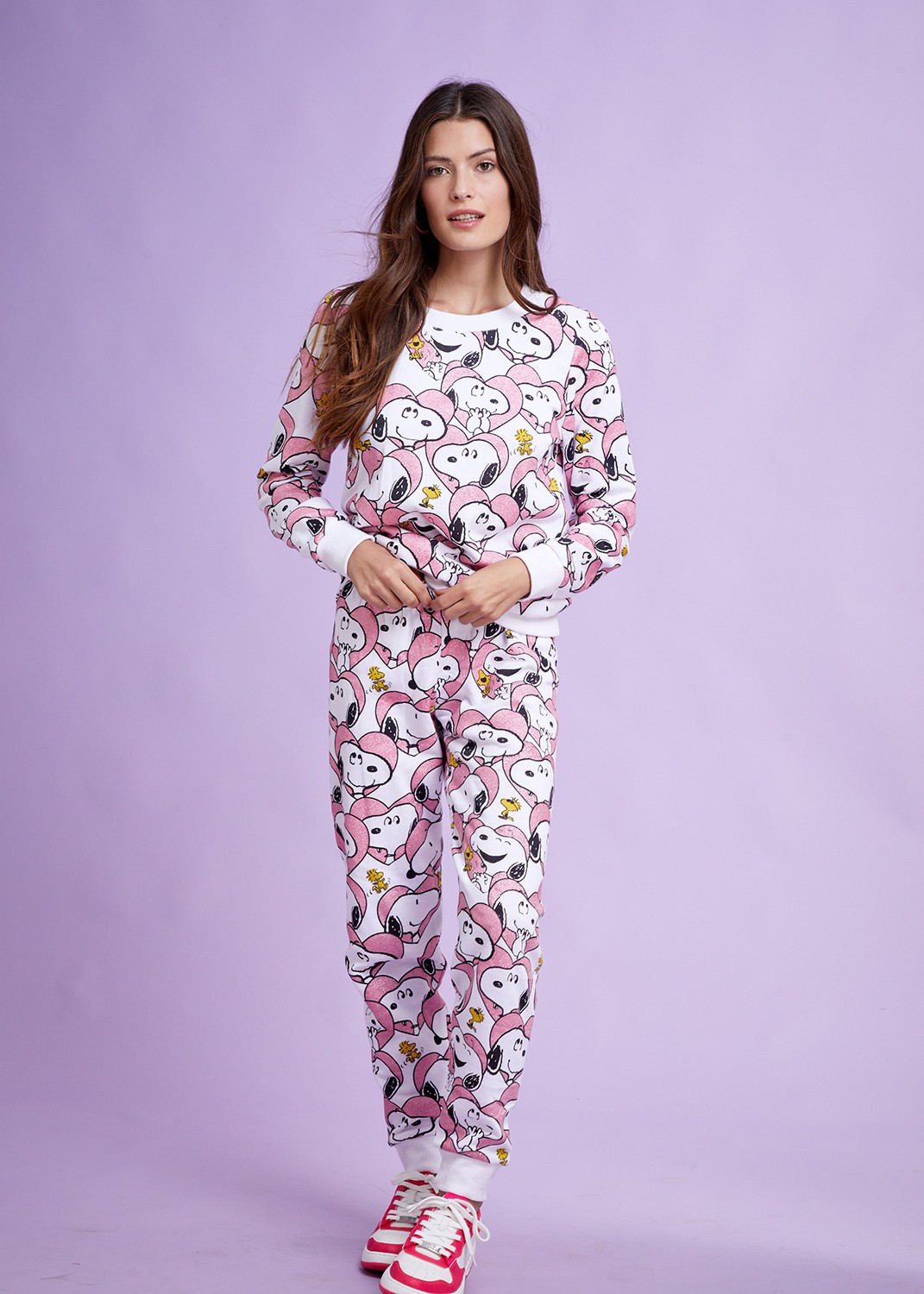 חליפת פנאי פוטר סנופי לבבות Snoopy Footer (Pajamas)