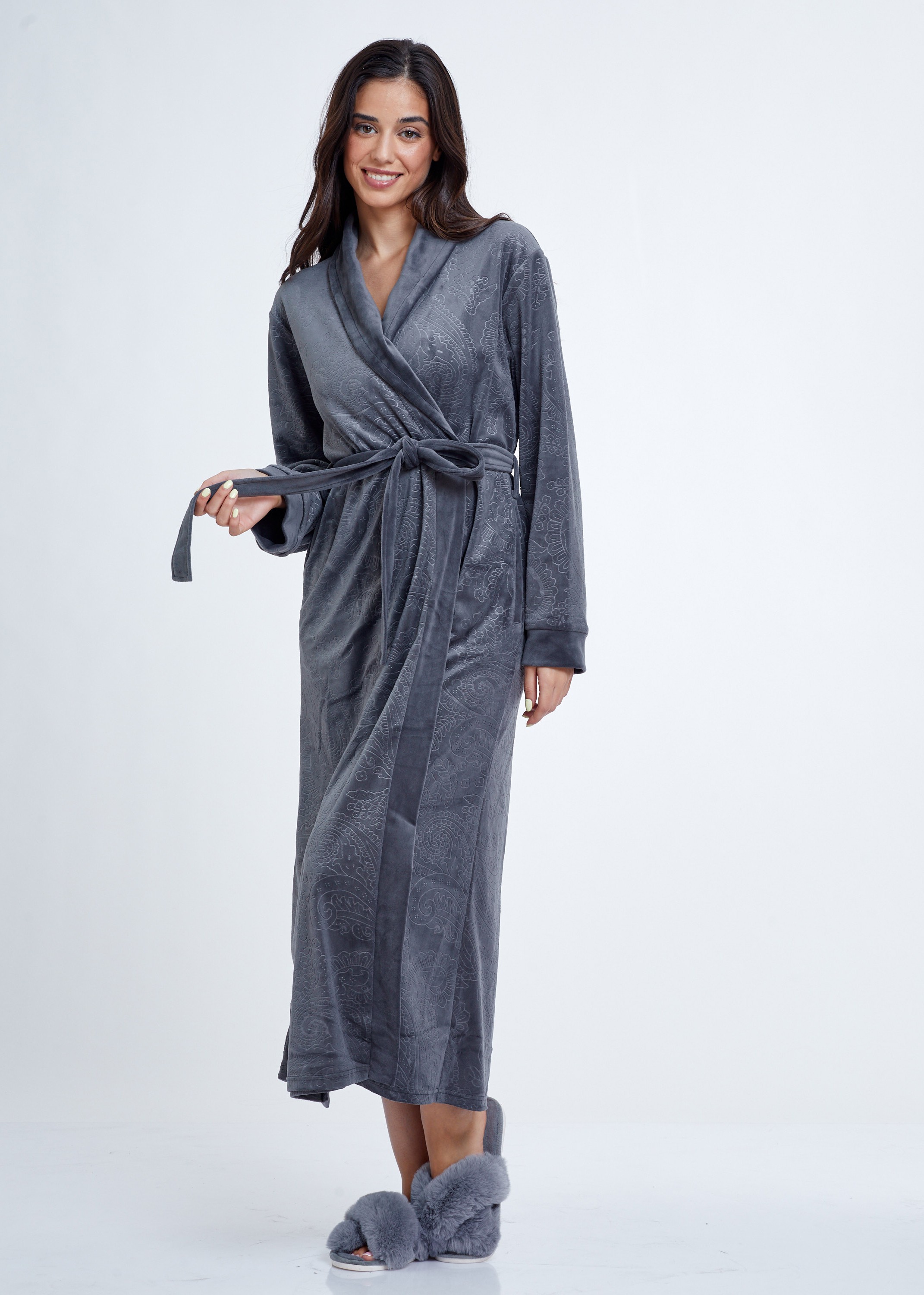 חלוק קטיפה Embossed Velvet Robe (Pajamas)