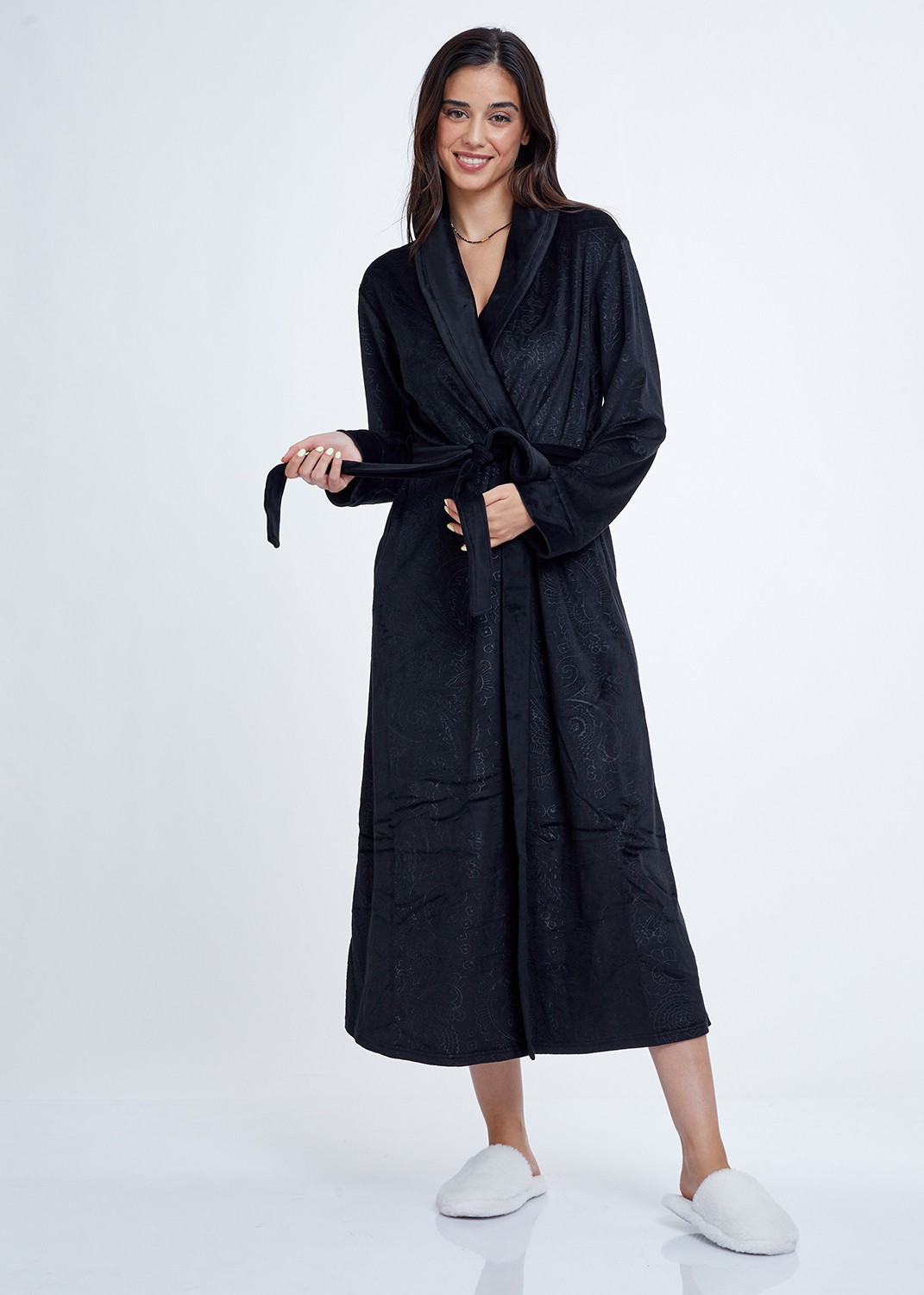 חלוק קטיפה Embossed Velvet Robe (Pajamas)