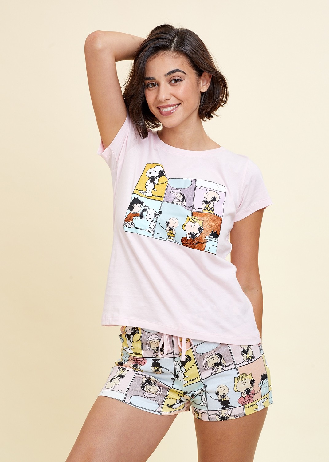 סט פיג'מה קצרה סנופי קומיקס 100% כותנה (Pajamas)