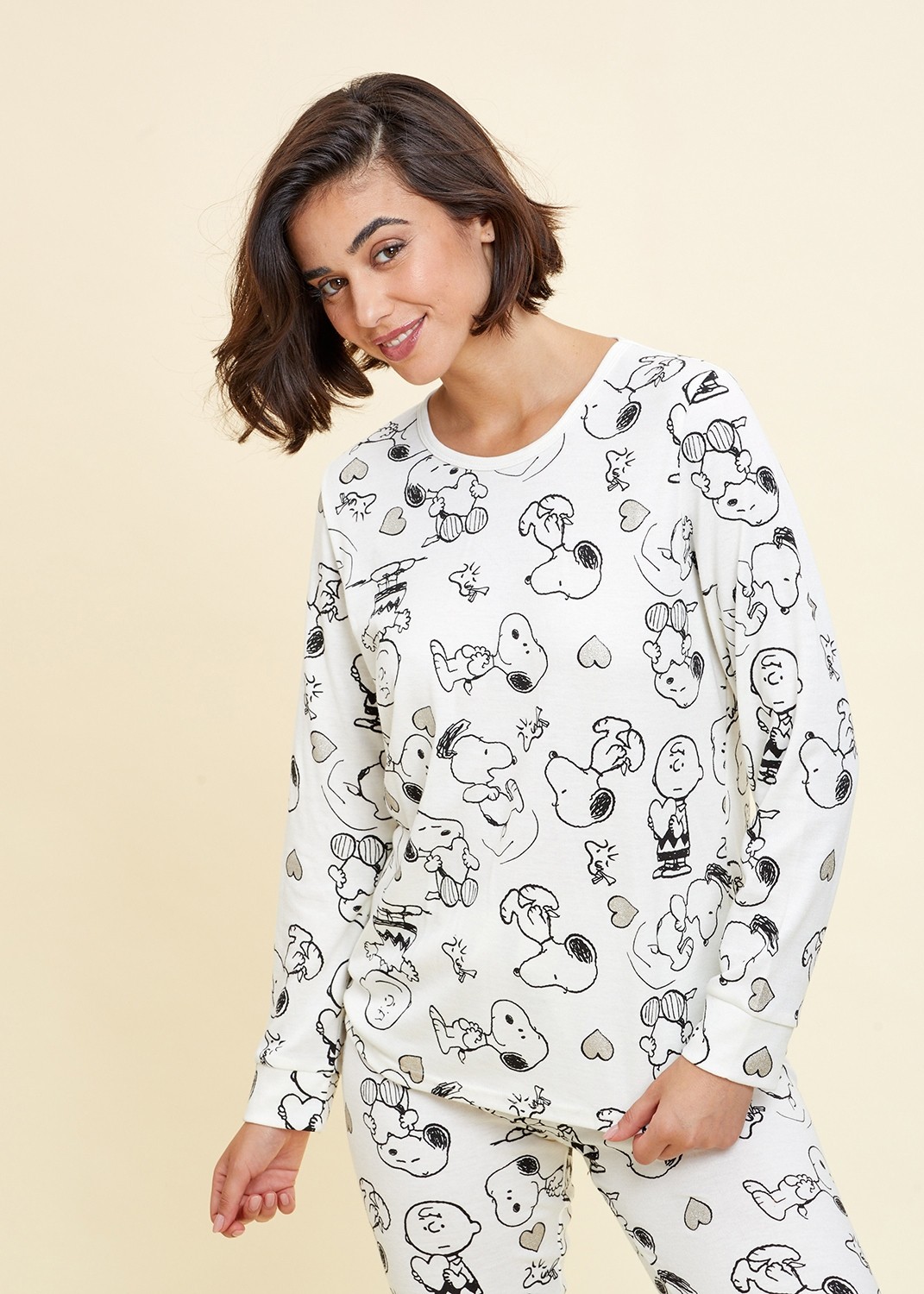 סט פיג`מה סנופי לבבות (Pajamas)