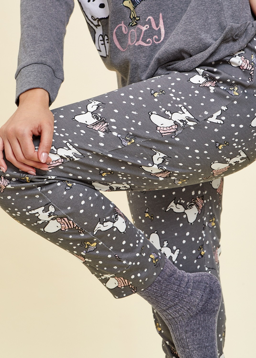 סט פיג`מה סנופי בשלג 100% כותנה (Pajamas)