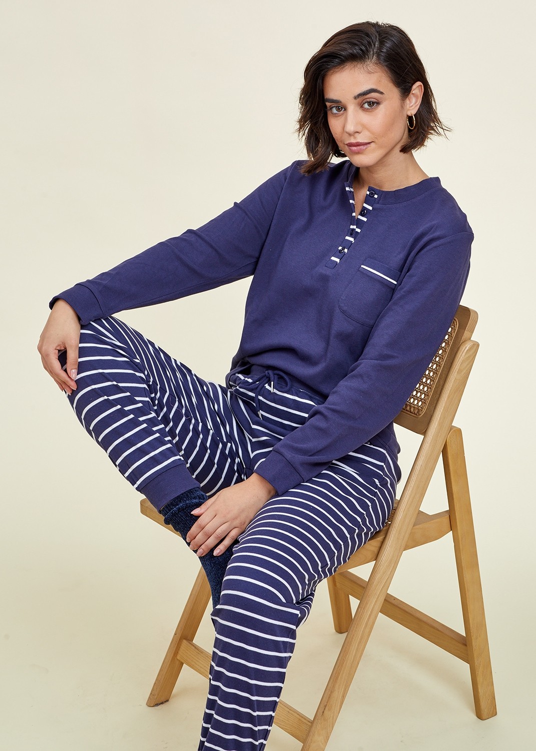 פיג`מה מכנס פסים כותנה (Pajamas)