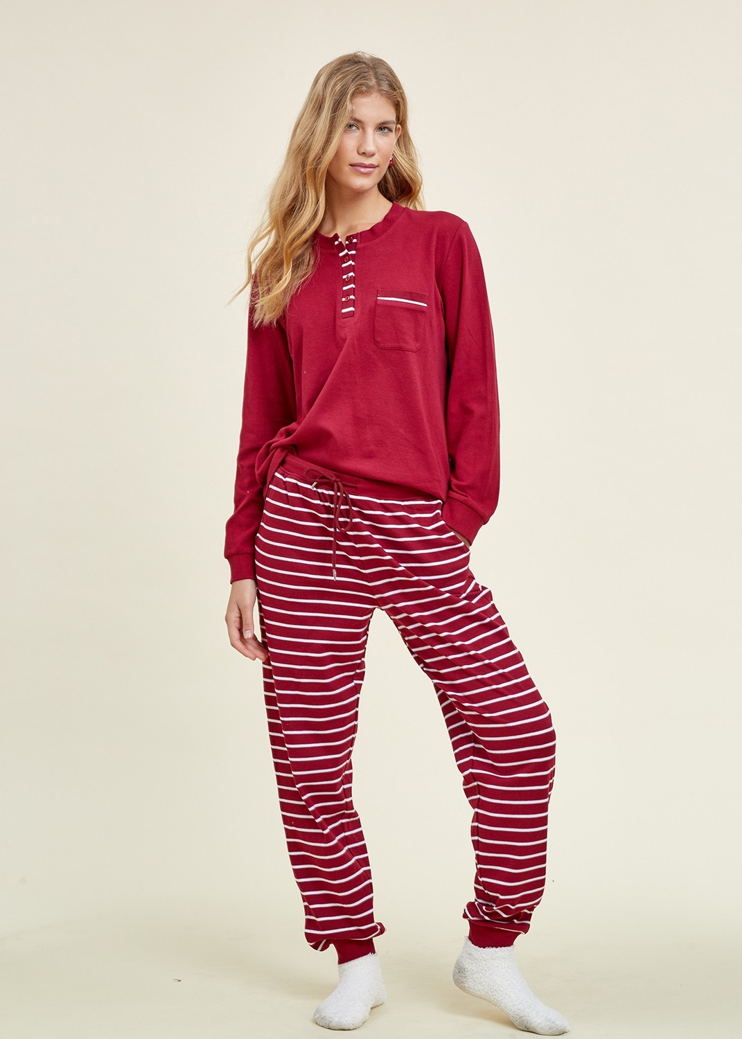 פיג`מה מכנס פסים כותנה (Pajamas)