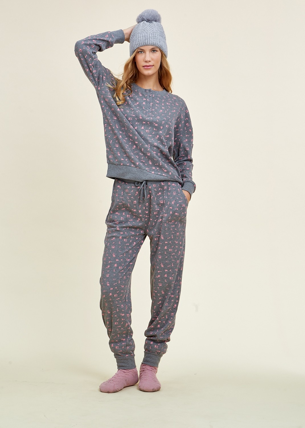 סט פיג`מה פרחונית וואפל (Pajamas)