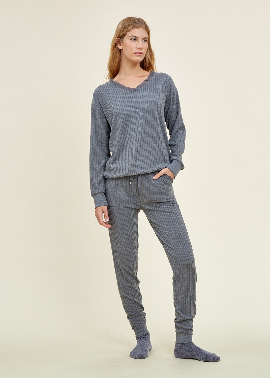 פיג`מה פסים קלאסית סריג (Pajamas)