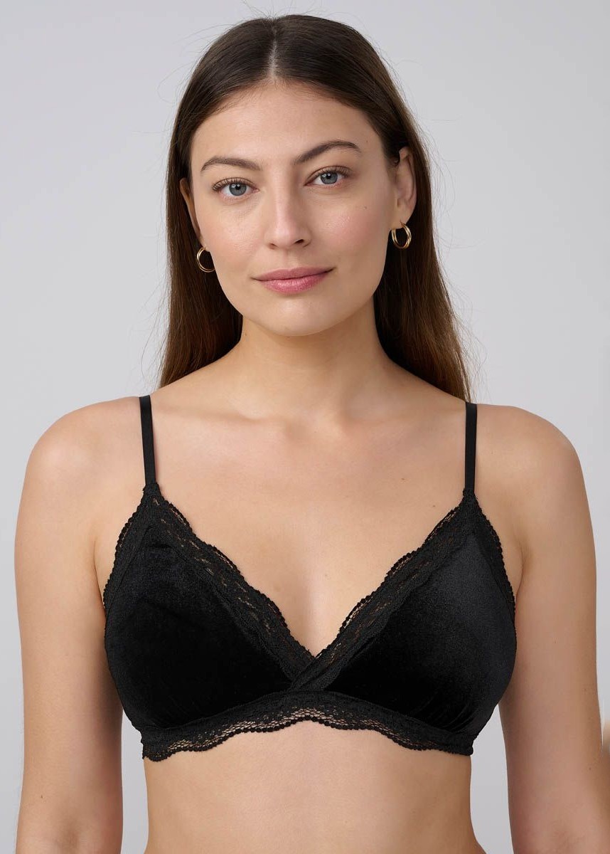 ברלט קטיפה משולשים בשילוב תחרה (bras)