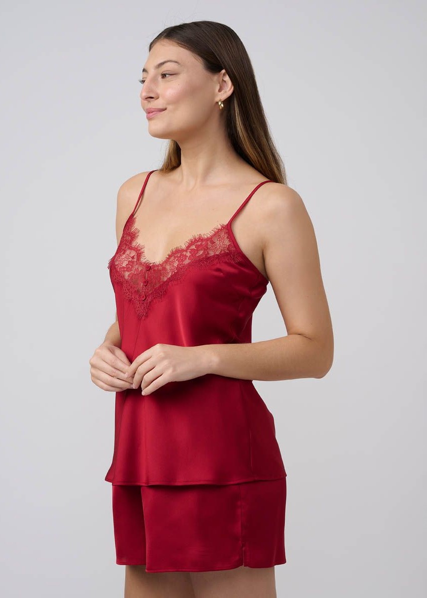 סט בייבי דול סאטן בשילוב תחרת ריסים (SexySleepwear)