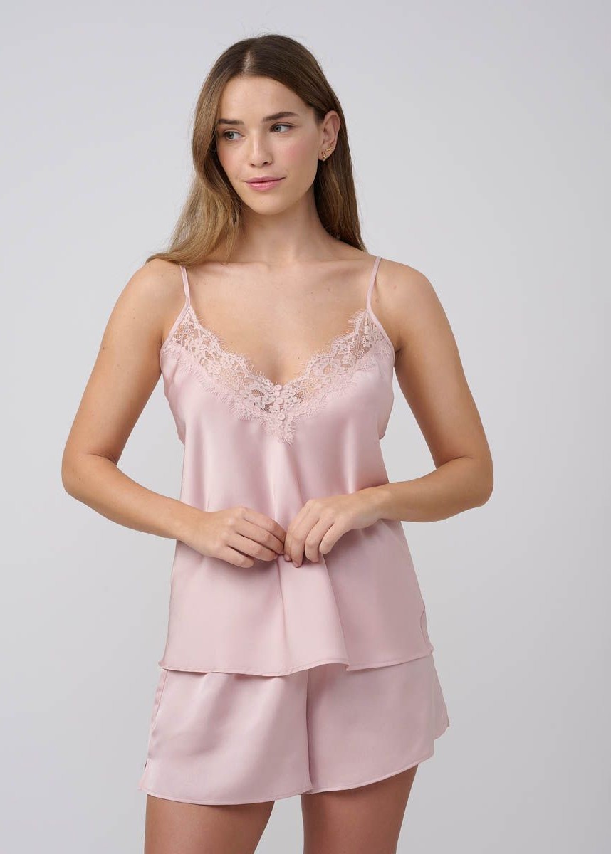 סט בייבי דול סאטן בשילוב תחרת ריסים (SexySleepwear)