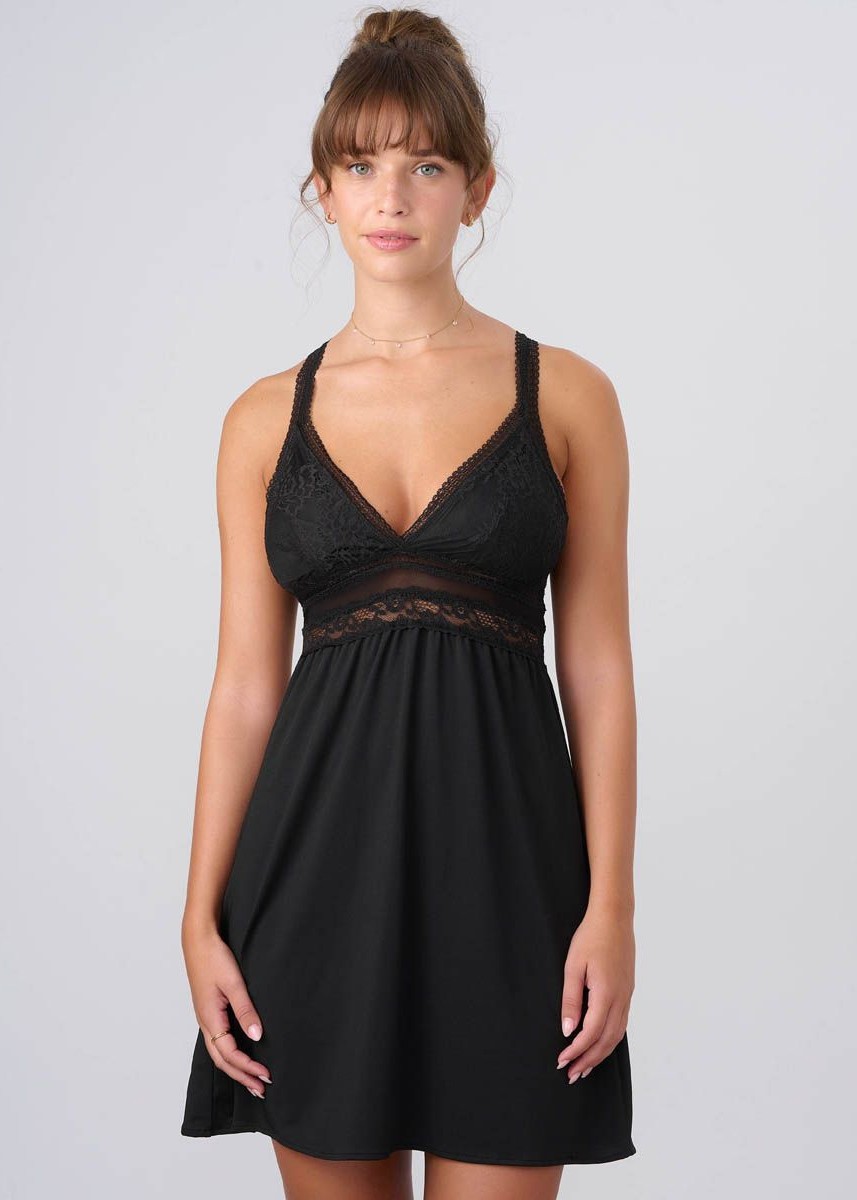 כותונת מיקרופייבר עם תחרה וקאפ נשלף (SexySleepwear)