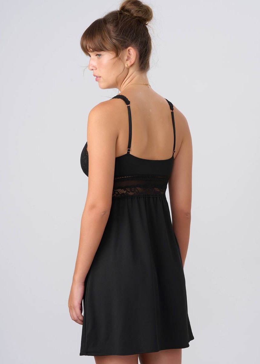 כותונת מיקרופייבר עם תחרה וקאפ נשלף (SexySleepwear)