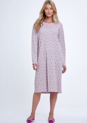 Flowers Rib Night Dress כותונת 100% כותנה (Pajamas)