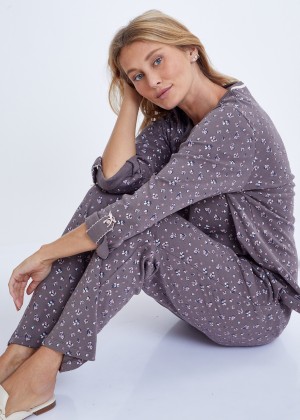 סט פיג'מה בהדפס פרחים 100% כותנה (Pajamas)