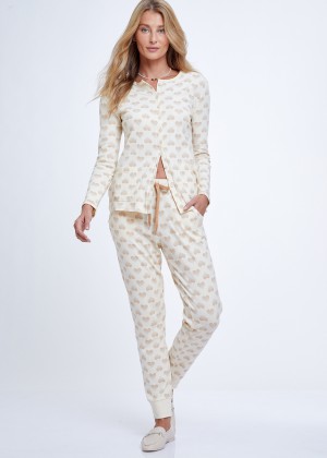 סט פיג'מה Dots Hearts Button 100% כותנה (Pajamas)