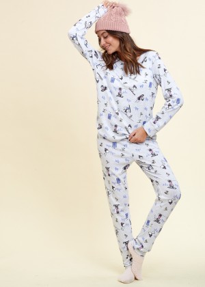 סט פיג`מה סנופי עושה סקי (Pajamas)