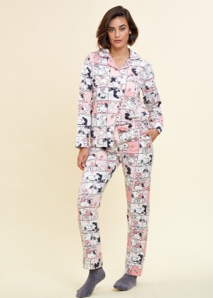 פיג`מה סנופי מאוהב אריג 100% כותנה (Pajamas)