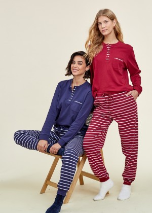 פיג`מה מכנס פסים כותנה (Pajamas)