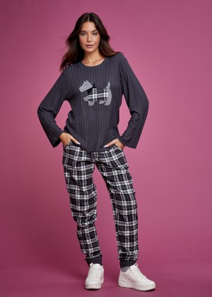 פיג`מה חולצת ריב מכנס פלנל (Pajamas)