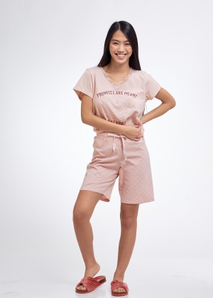 סט פיג'מה מכנס ברמודה 100% כותנה (Pajamas)