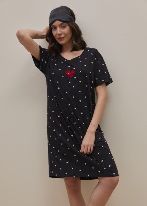 כותונת קצרה לבבות 100% כותנה (Pajamas)