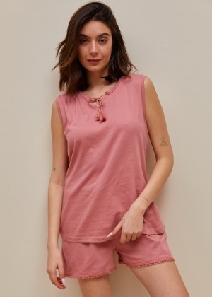 סט פיג'מה קיץ 100% כותנה (Pajamas)