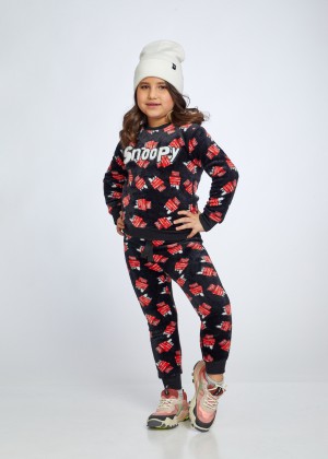 SNOOPY ON THE ROOF חליפת פנאי לילדות (Pajamas)
