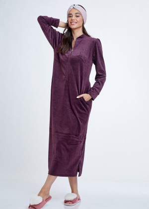 כותונת קטיפה Embossed Velvet Night Dress (Pajamas)