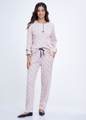 סט פיג'מה בהדפס פרחים 100% כותנה (Pajamas)
