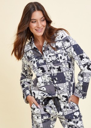 פיג`מה סנופי מאוהב אריג 100% כותנה (Pajamas)