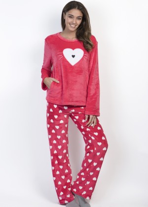  FLUFFY PAJAMAS HEART חליפת פנאי פלאפי 