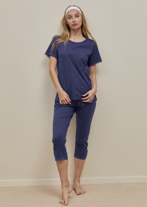 סט פיג'מה 3/4 קלאסית 100% כותנה (Pajamas)